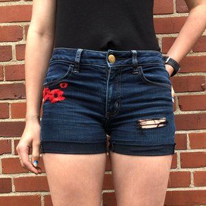 Hand-stitched Re-Done American Eagle Poppy Shorts